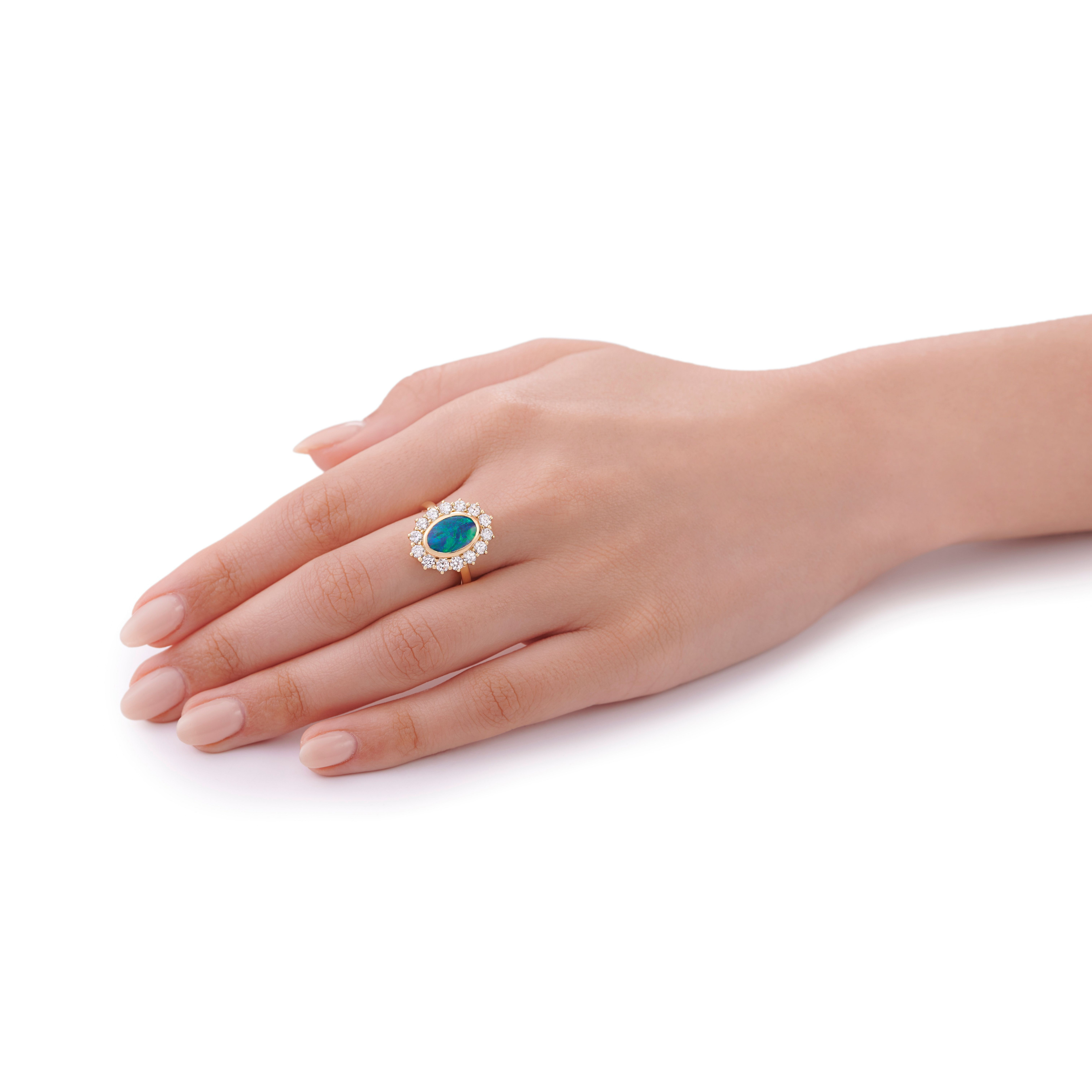 1.65cts Opal and Diamond Cluster Ring