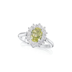 1.07cts Fancy Intense Green-Yellow Diamond Ravello Cluster Ring