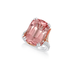 19.73cts Pink Tourmaline and Diamond-Set Shoulders Ring