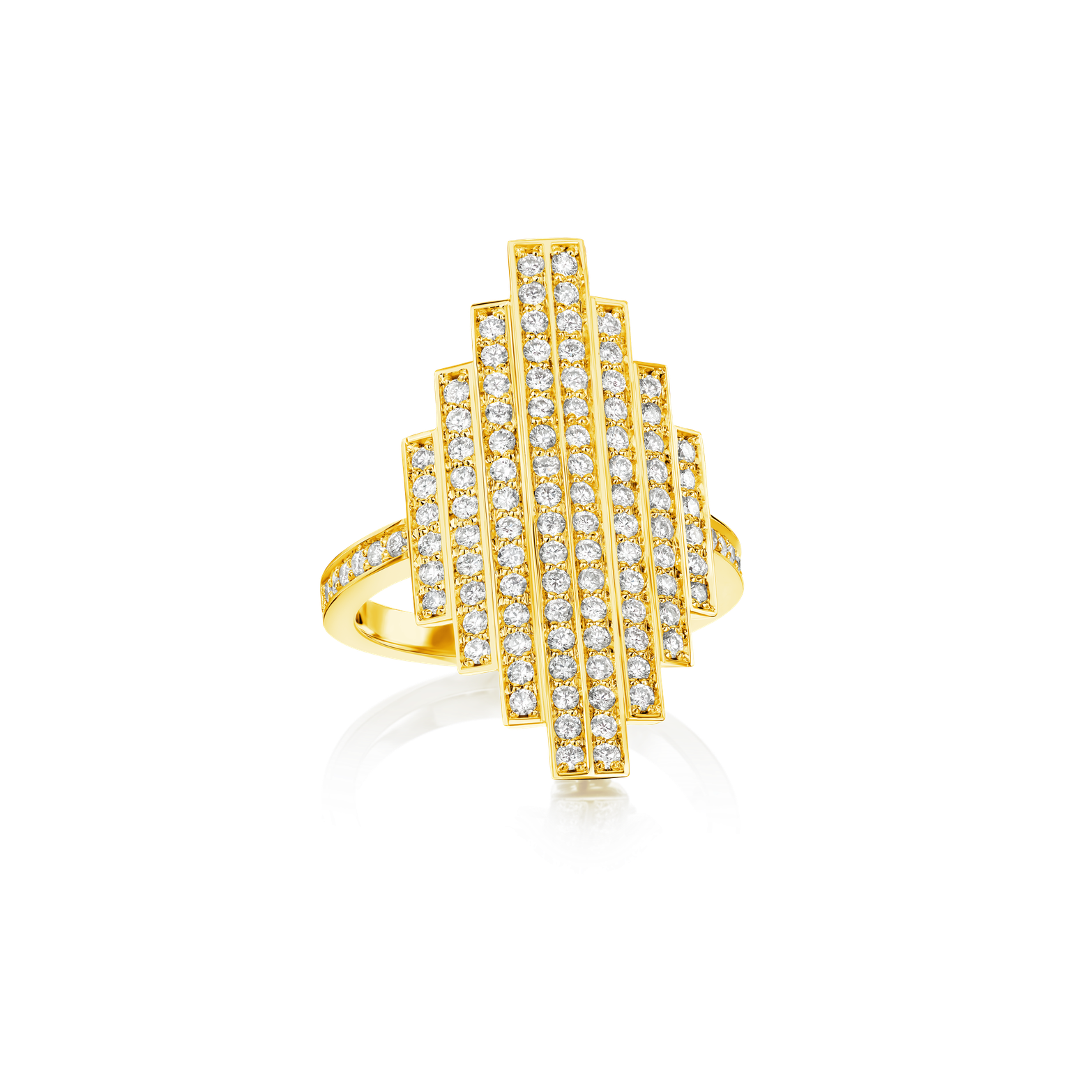 Skyline Collection Diamond Set 18ct Yellow Gold Cocktail Ring