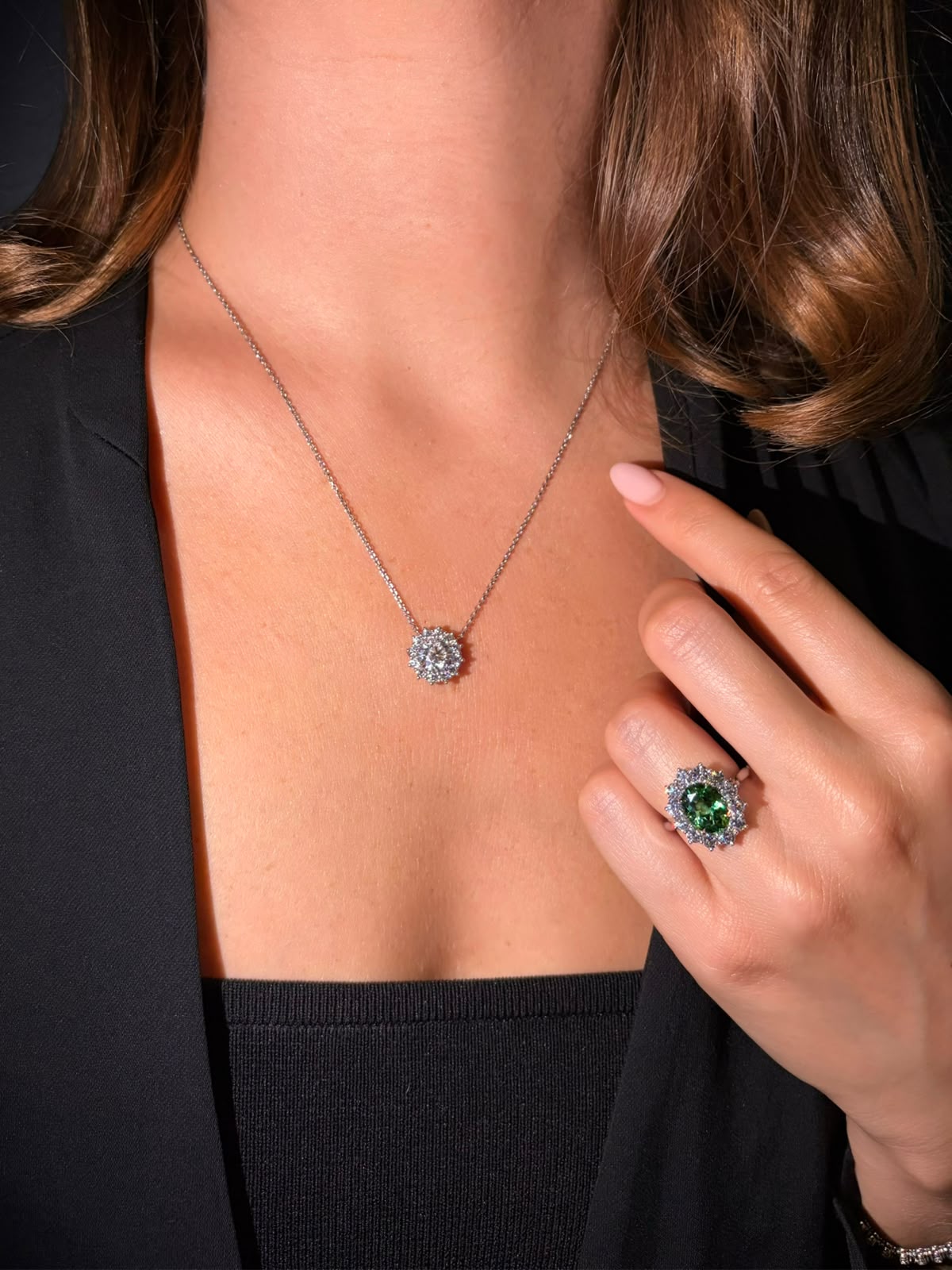 2.43ct Chrome Tourmaline and Diamond Ravello Cluster Ring