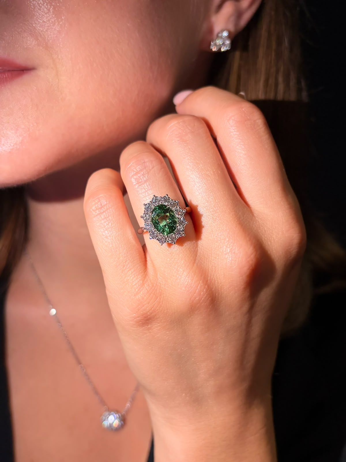 2.43ct Chrome Tourmaline and Diamond Ravello Cluster Ring