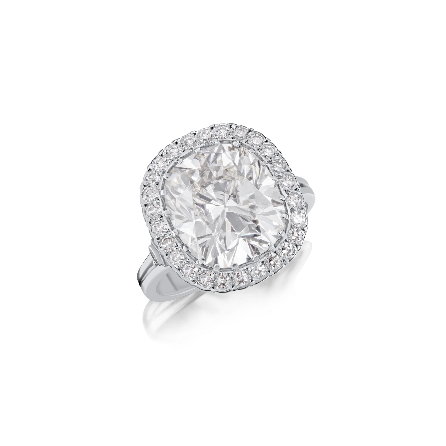 Cushion Cut Diamond with Diamond Surround Ring