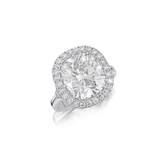 Cushion Cut Diamond with Diamond Surround Ring