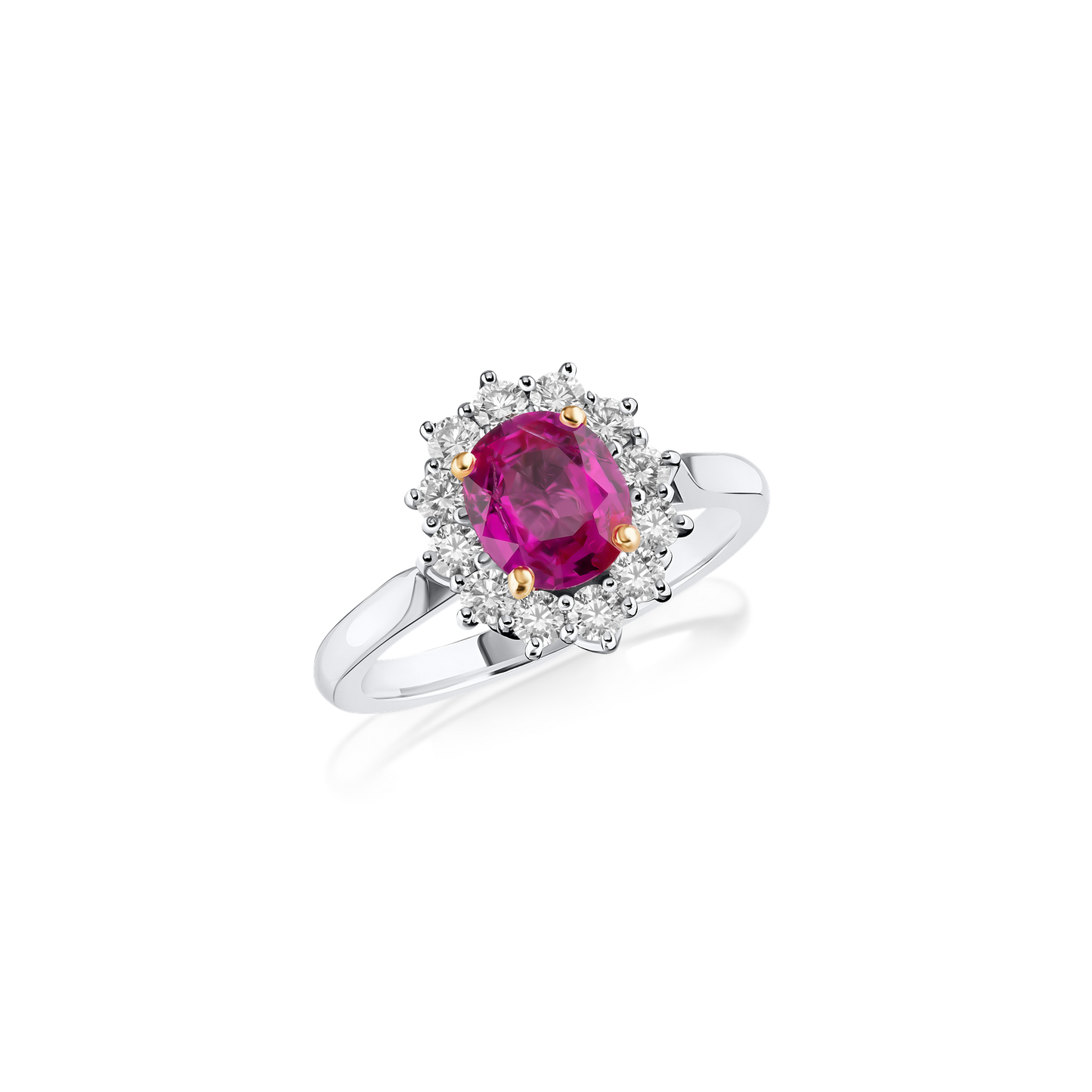 1.37cts Pink Sapphire and Diamond Cluster Ring