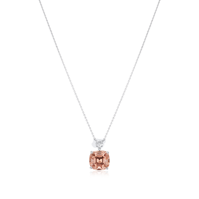 4.46cts Peach Tourmaline and Diamond Pendant