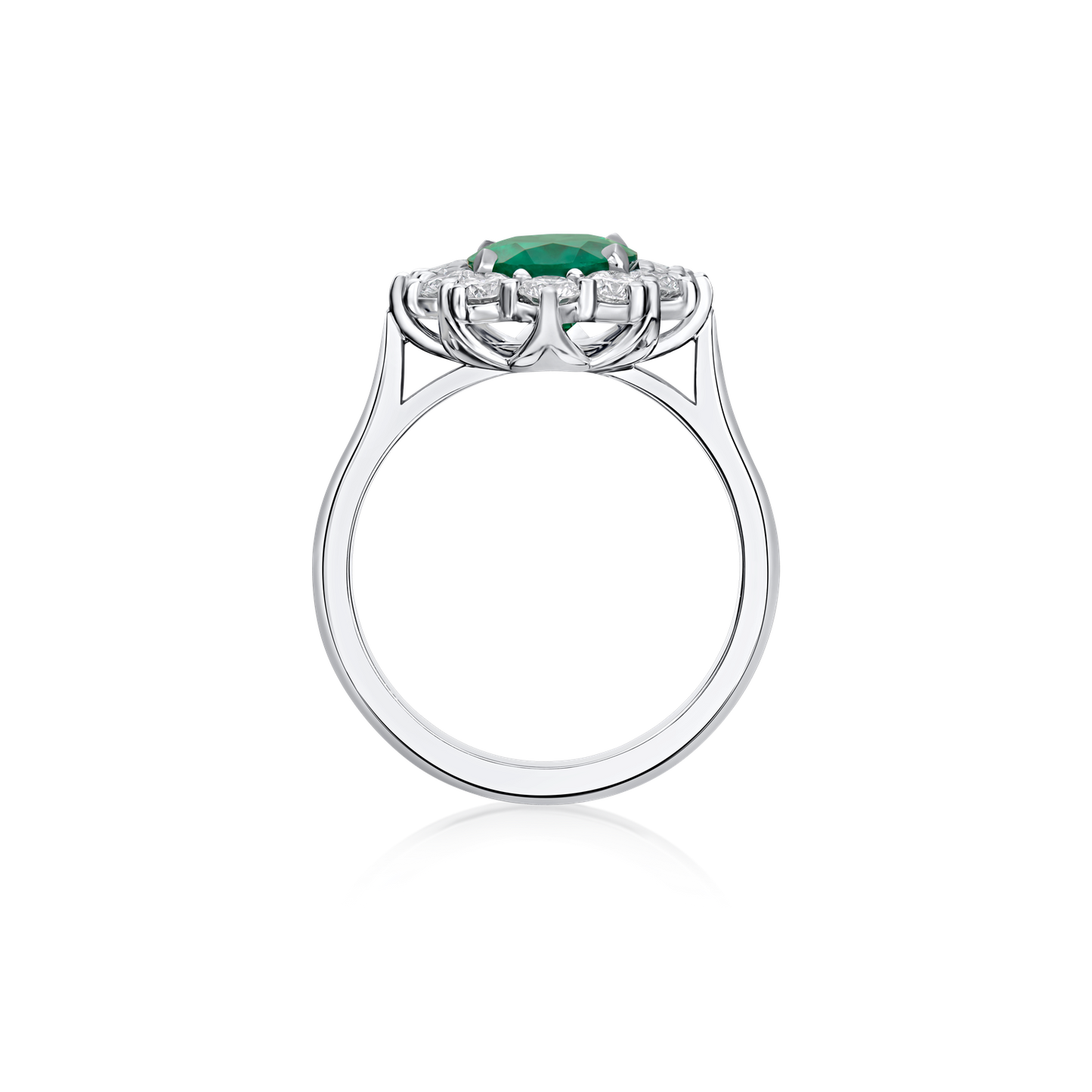 1.68cts Oval-Shape Emerald and Diamond Ravello Cluster Ring