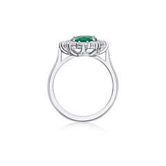 1.68cts Oval-Shape Emerald and Diamond Ravello Cluster Ring