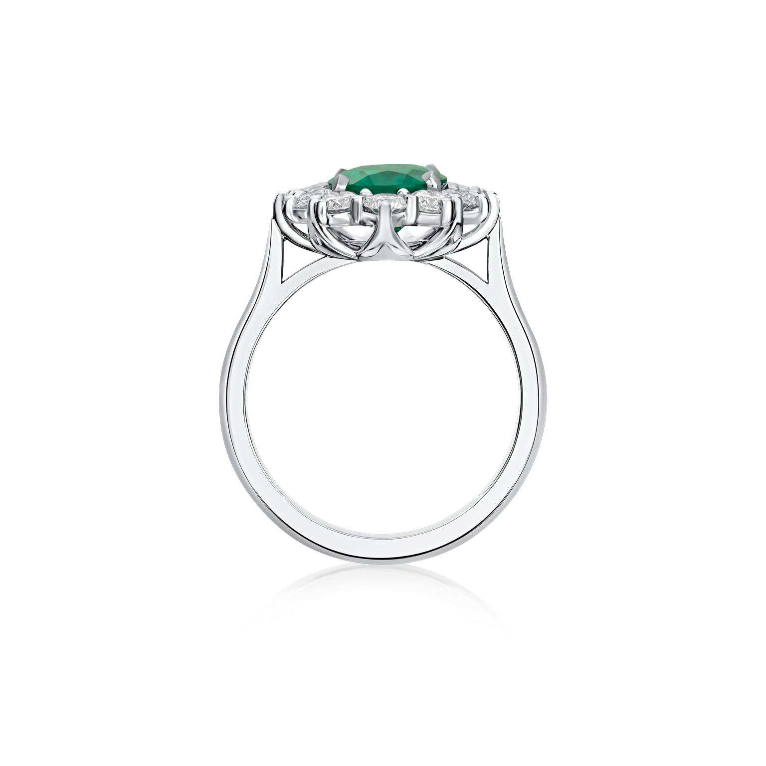 1.68cts Oval-Shape Emerald and Diamond Ravello Cluster Ring