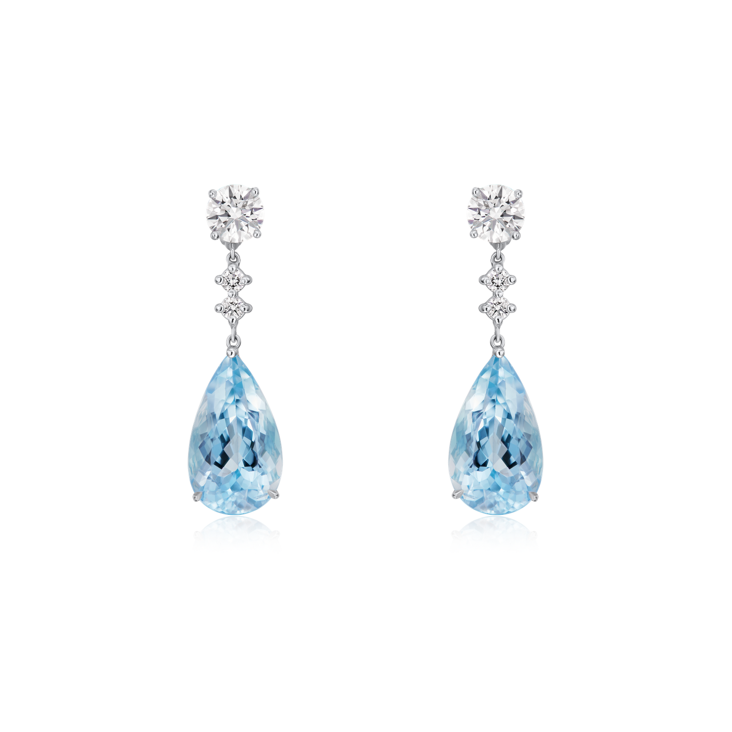 7.76cts Aquamarine and Diamond Drop Earrings