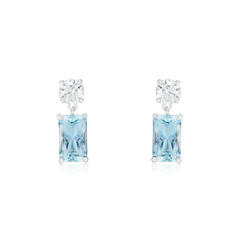 1.17cts Aquamarine and Diamond Drop Earrings