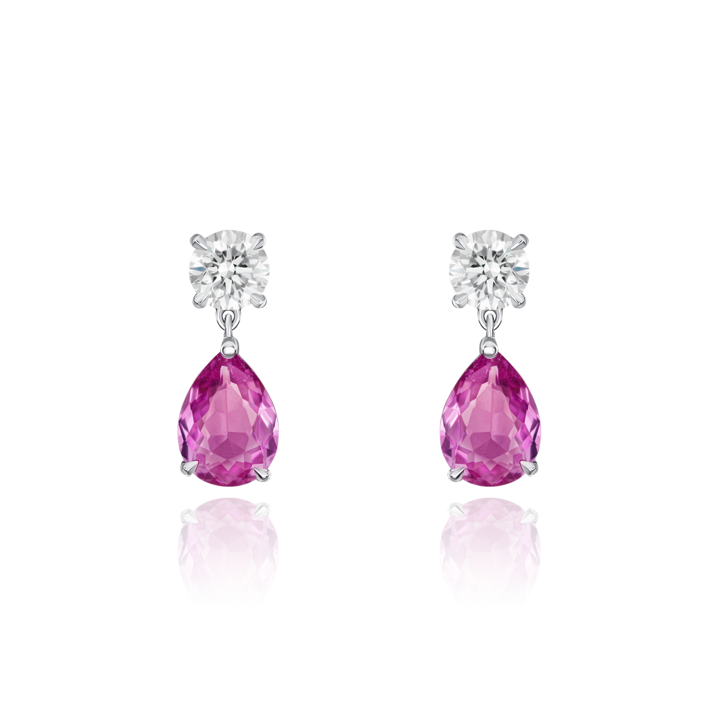 Pink Sapphire and Diamond Drop Earrings