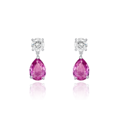 Pink Sapphire and Diamond Drop Earrings