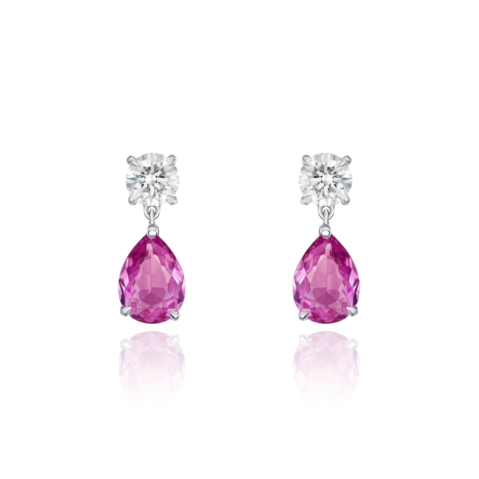 Pink Sapphire and Diamond Drop Earrings