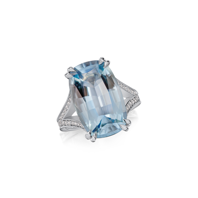 8.74cts Cushion-Shape Aquamarine Ring