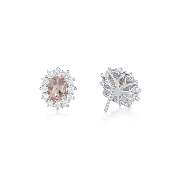 2.28cts Morganite and Diamond Ravello Cluster Earrings