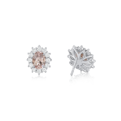 2.28cts Morganite and Diamond Cluster Ravello Earrings