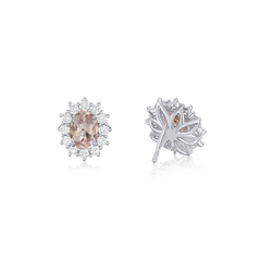 2.28cts Morganite and Diamond Ravello Cluster Earrings