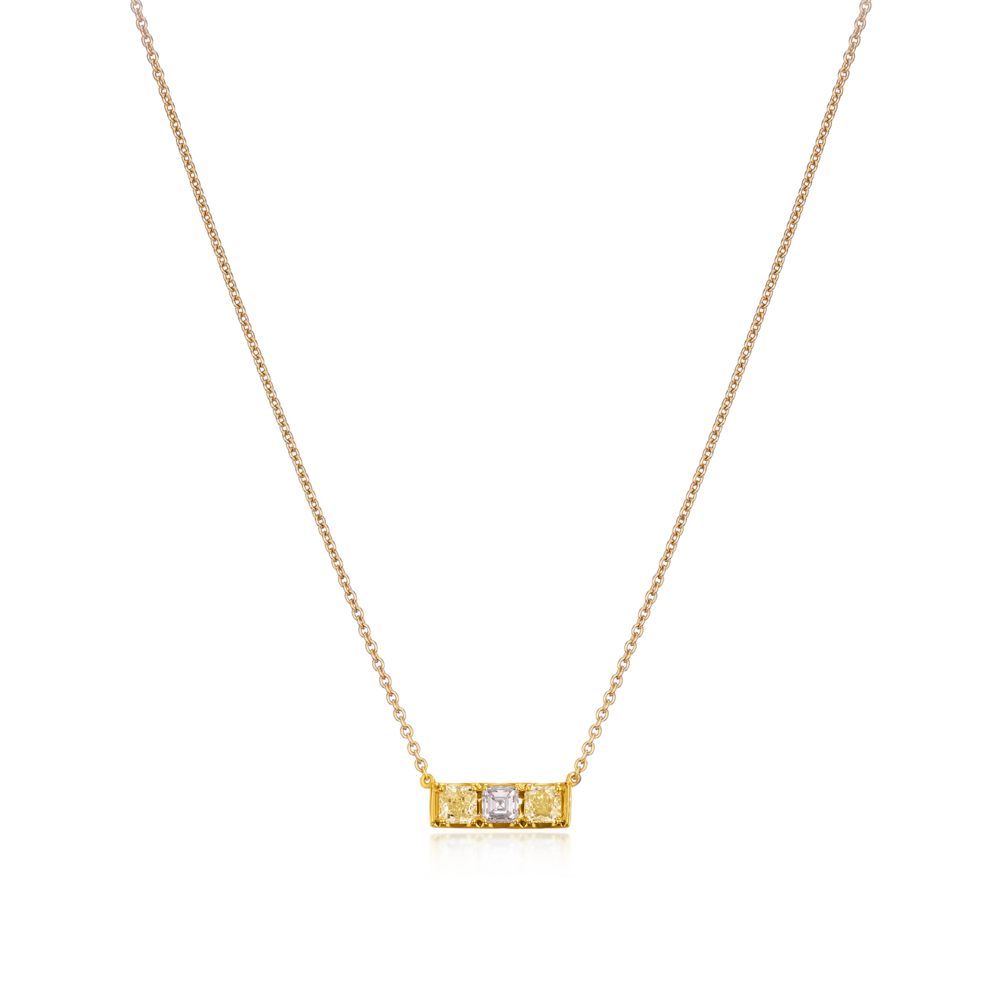 18ct Yellow Gold Row Diamond Bar Pendant