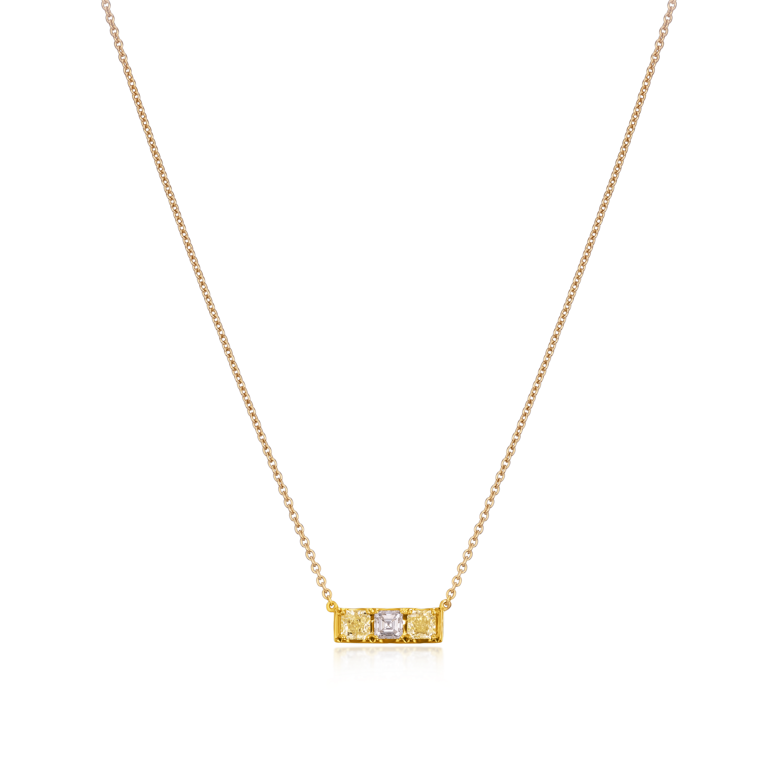 18ct Yellow Gold Row Diamond Bar Pendant