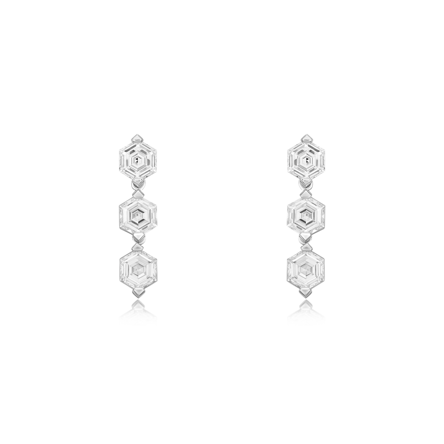 2.46cts Hexagonal Cut Diamond Drop Earrings