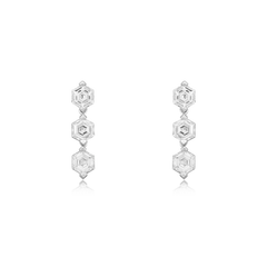 2.46cts Hexagonal Cut Diamond Drop Earrings