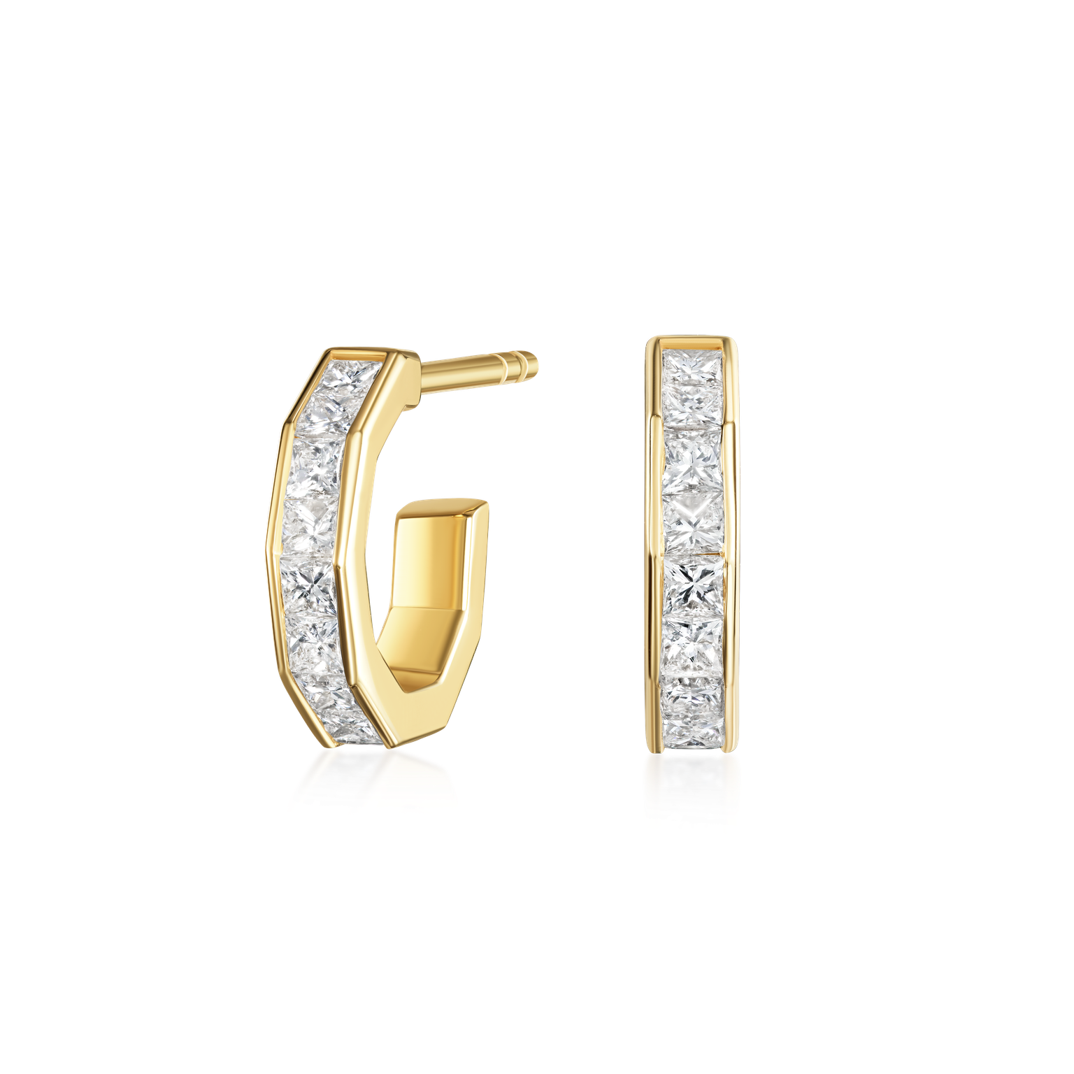 Nectar Collection Diamond Set 18ct Yellow Gold Hoop Earrings