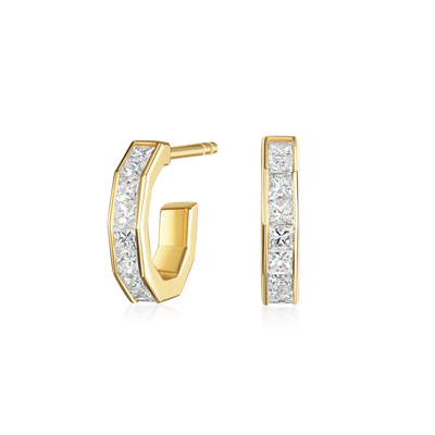 Nectar Collection Diamond Set 18ct Yellow Gold Hoop Earrings