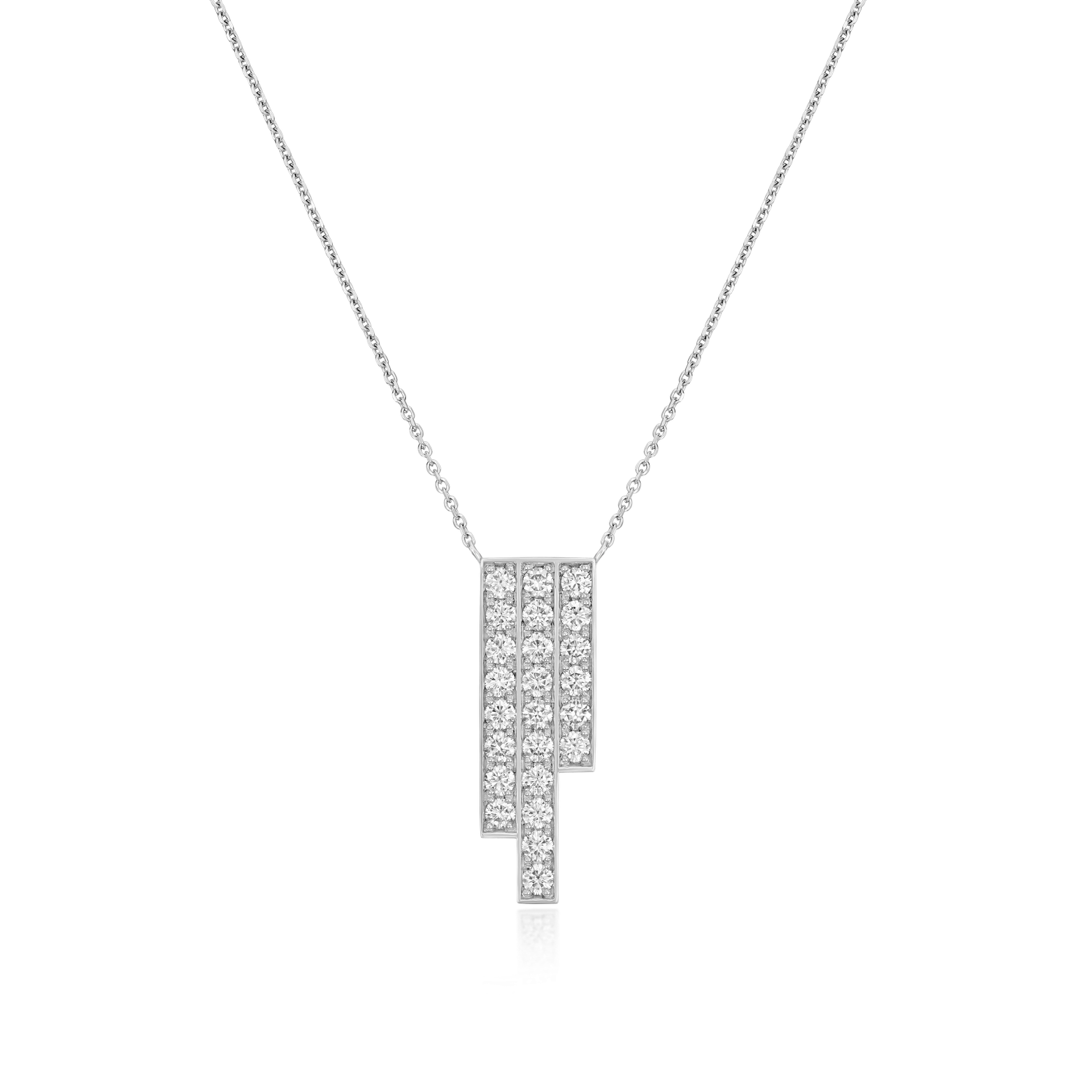 Skyline Collection Three Row Diamond Set Platinum Pendant 4mm