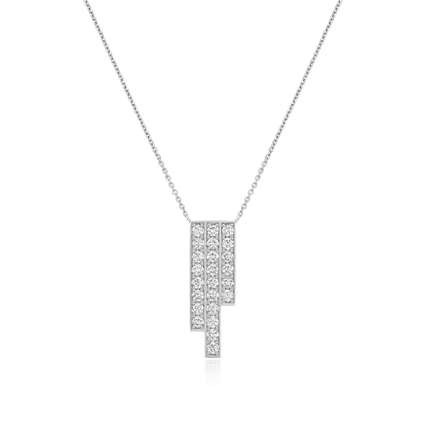 Skyline Collection Three Row Diamond Set Platinum Pendant 4mm