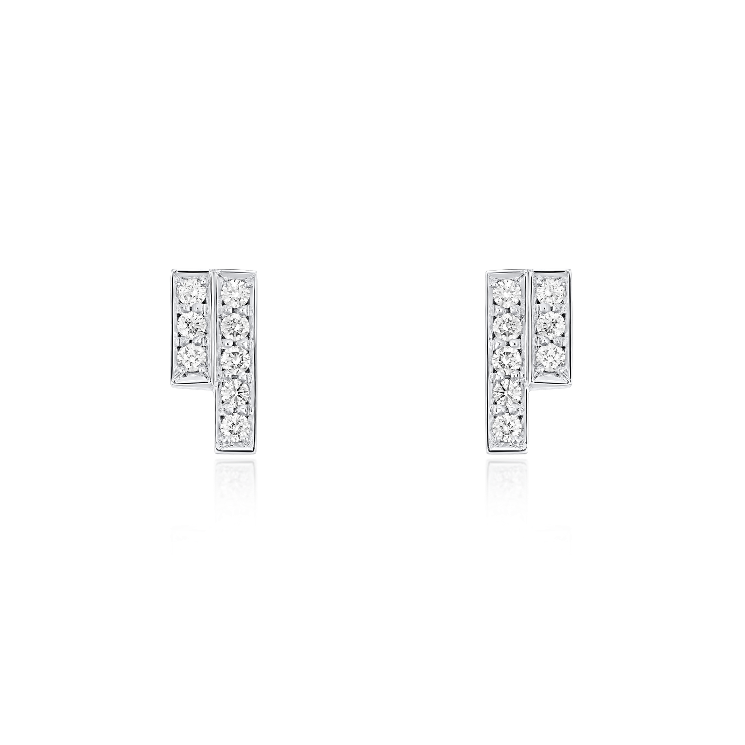 Skyline Collection Mini Diamond Set Platinum Stud Earrings