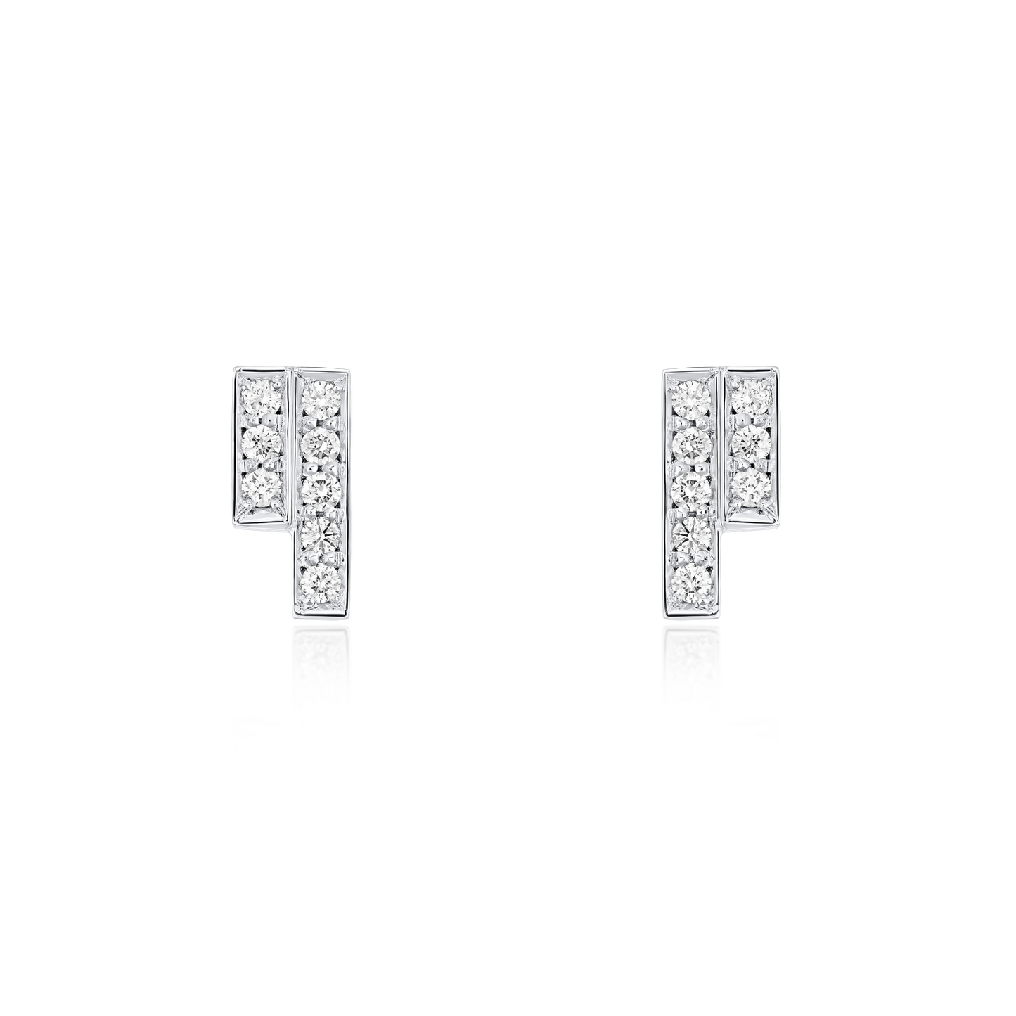 Skyline Collection Mini Diamond Set Platinum Stud Earrings