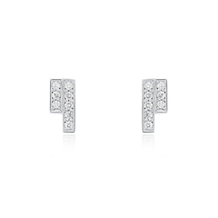 Skyline Collection Mini Diamond Set Platinum Stud Earrings