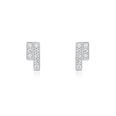 Skyline Collection Mini Diamond Set Platinum Stud Earrings