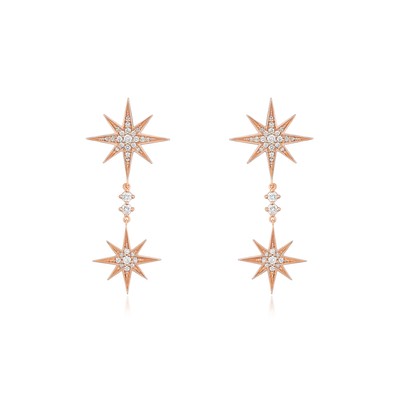 Sienna 18ct Rose Gold Diamond-Set Drop Earrings