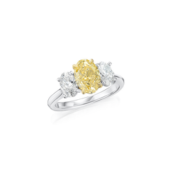 2.01cts Yellow Diamond and White Diamond Three Stone Ring