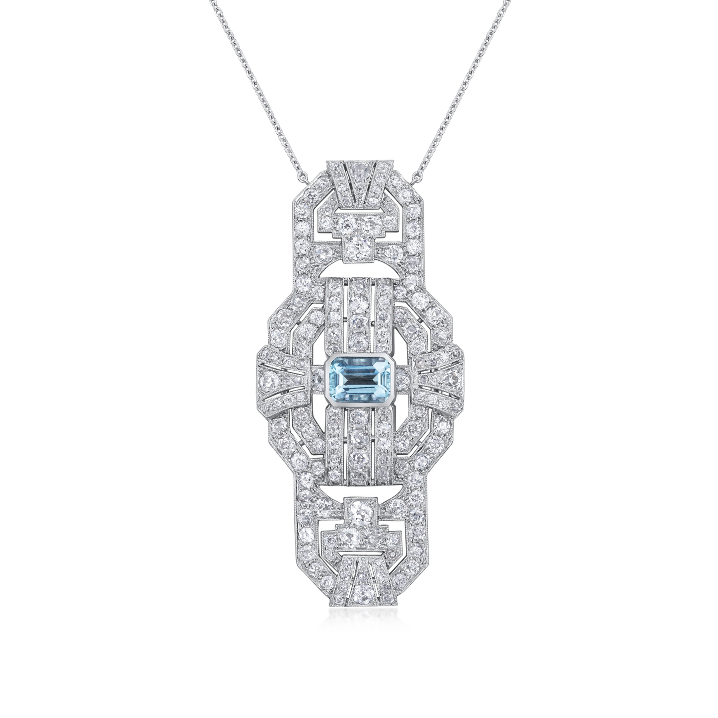 Aquamarine and Diamond Pendant