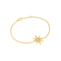 Sienna Collection 18ct Yellow Gold Diamond Set Large Star Bracelet