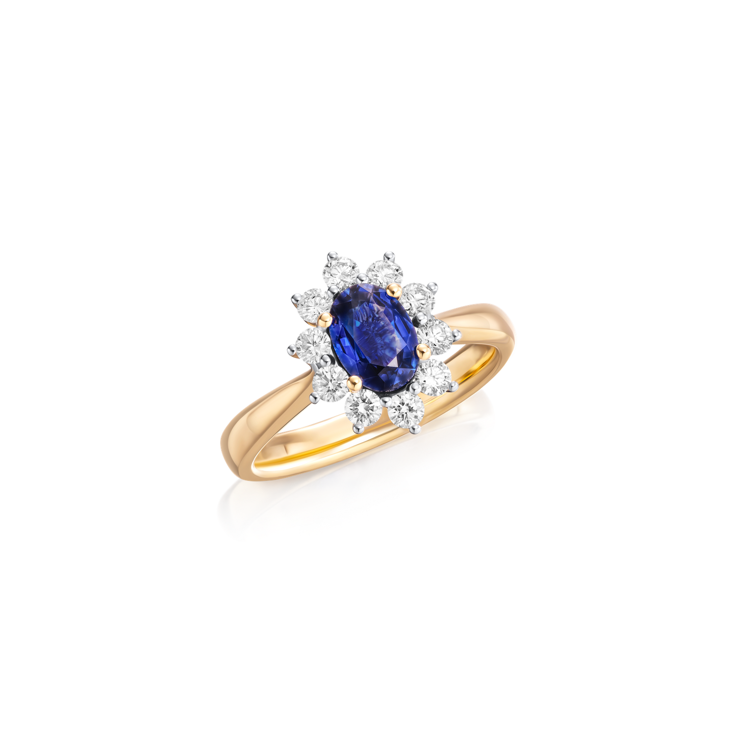 0.86cts Oval Sapphire and Diamond Cluster Ring