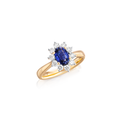 0.86cts Oval Sapphire and Diamond Cluster Ring