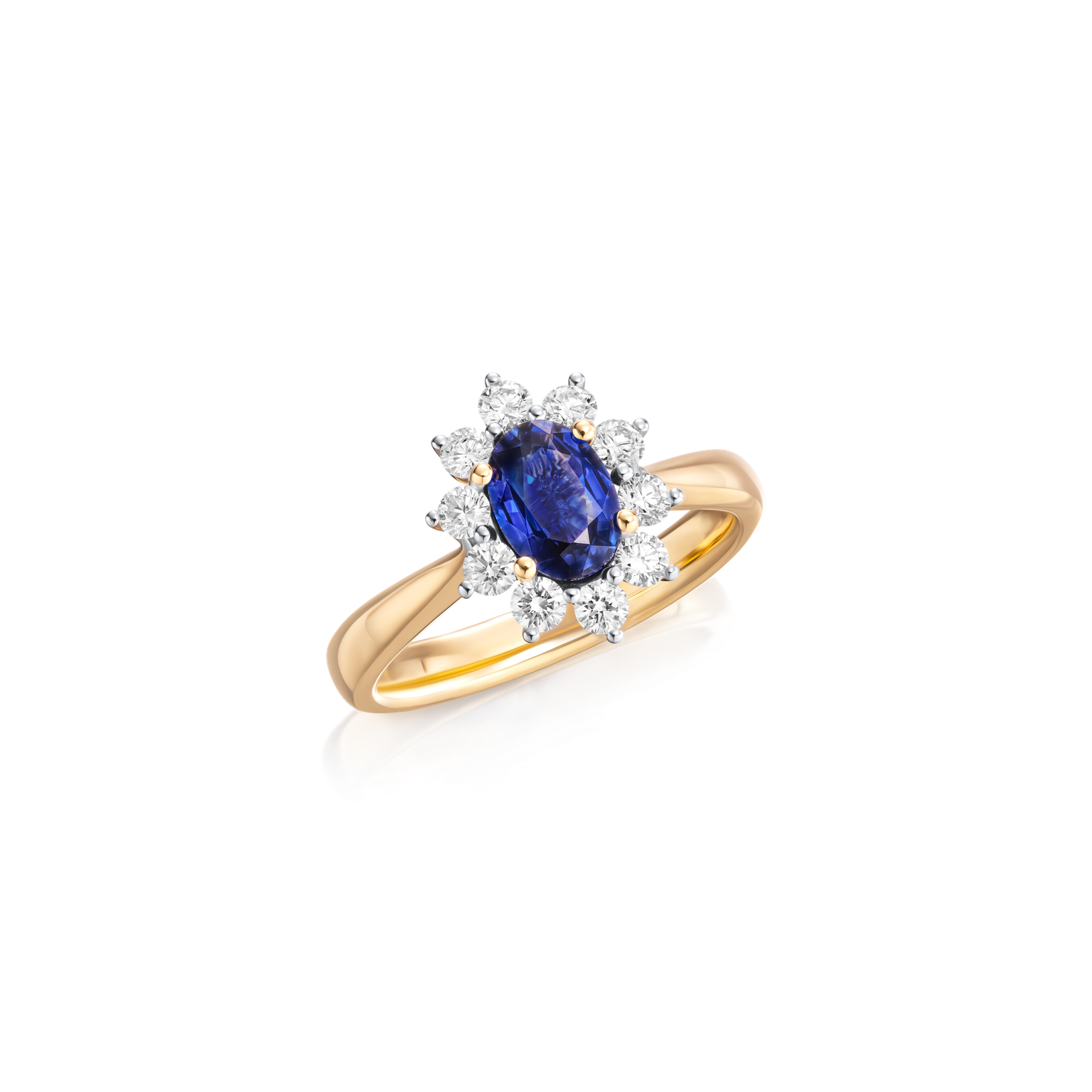 0.86cts Oval Sapphire and Diamond Cluster Ring