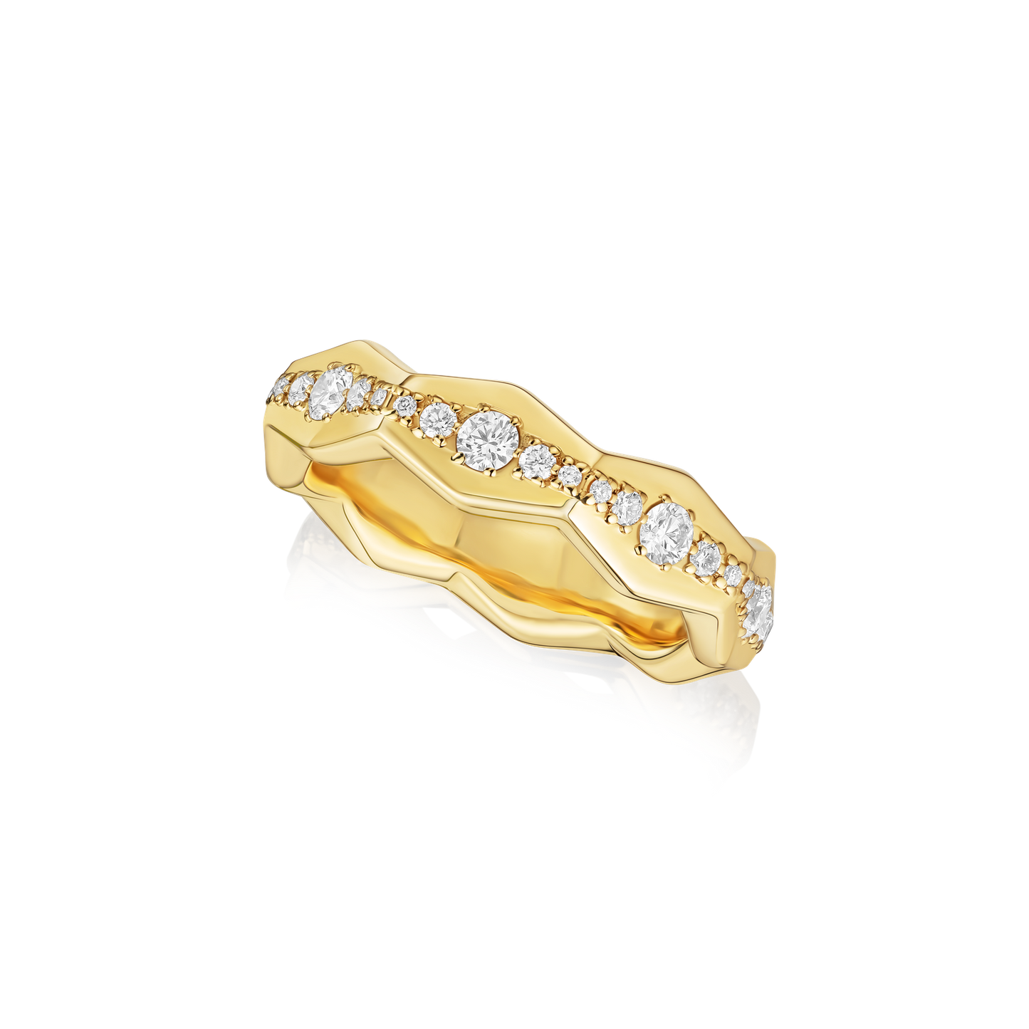 Nectar Collection Diamond Set 18ct Yellow Gold Shaped Ring