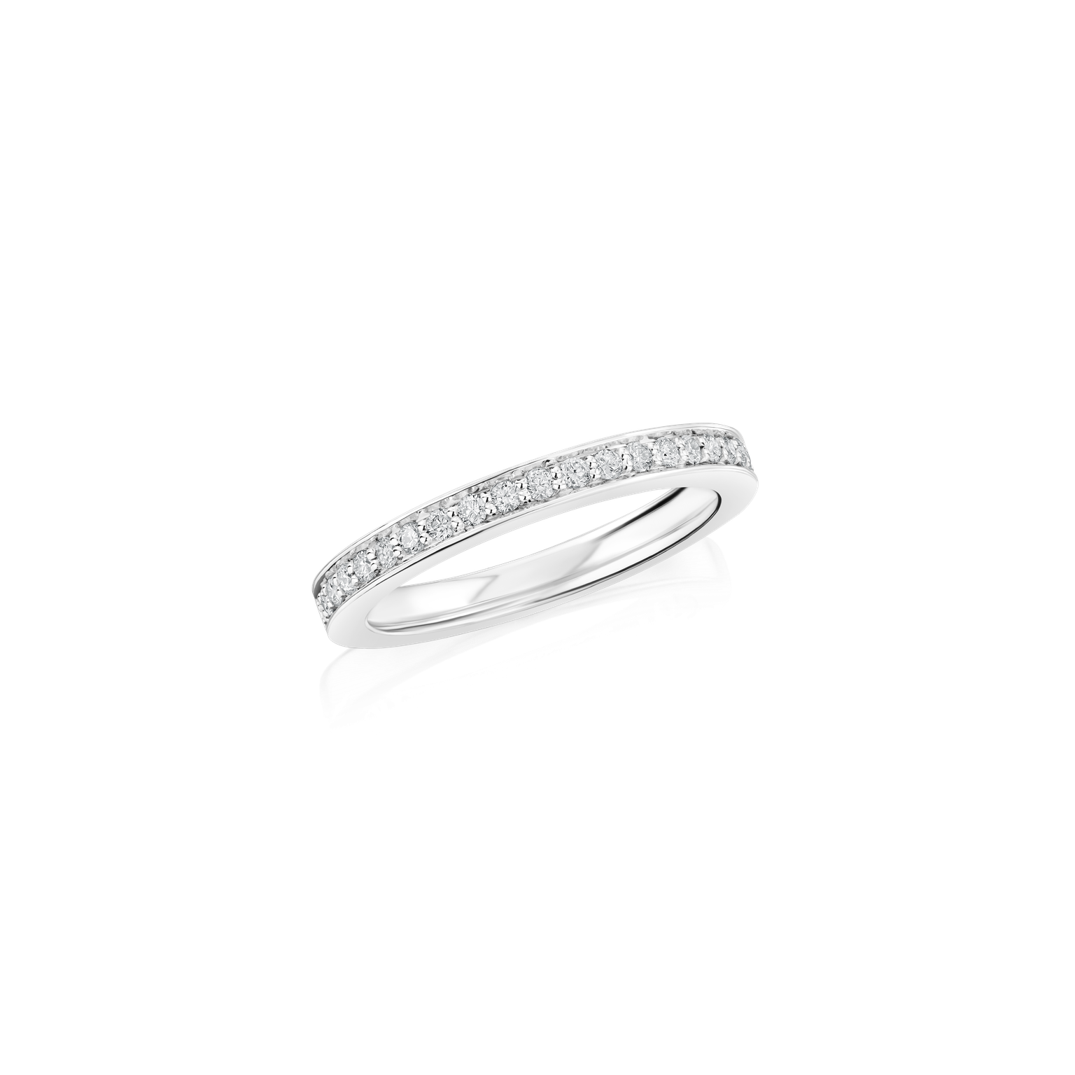 Skyline Collection Half Diamond Set Platinum Ring 2mm