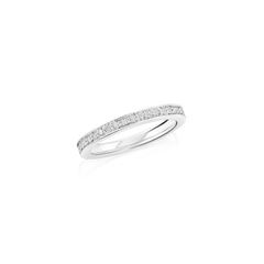 Skyline Collection Half Diamond Set Platinum Ring 2mm