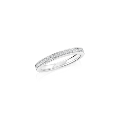 Skyline Collection Half Diamond Set Platinum Ring 2mm