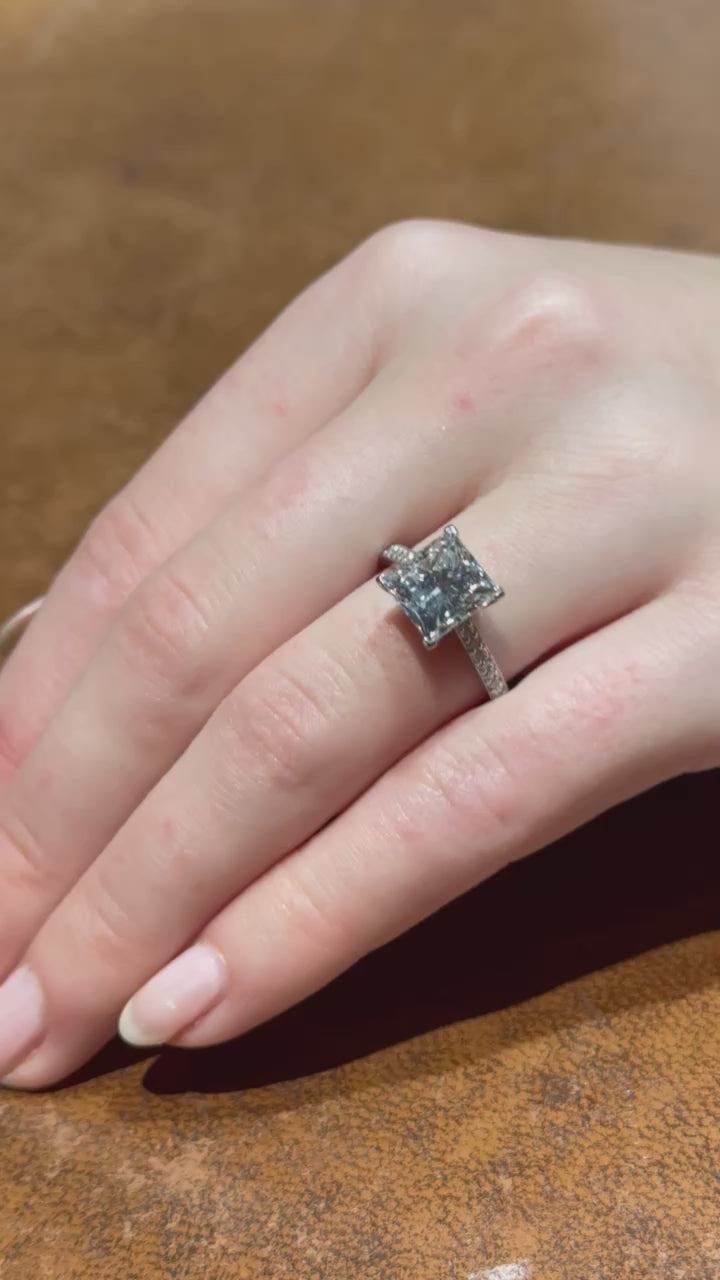 4.02cts Princess Cut Diamond Engagement Ring