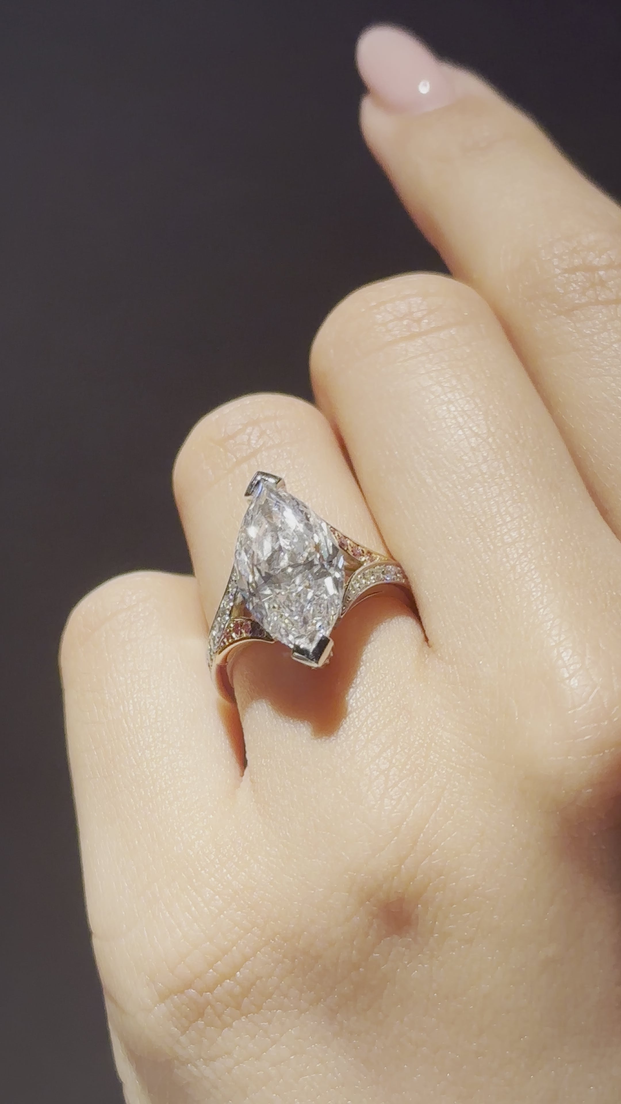 5.70cts Marquise-Cut Diamond Ring with Split Shoulders