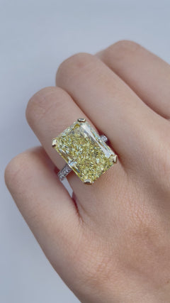 5.30cts Radiant Cut Yellow Diamond Solitaire Engagement Ring