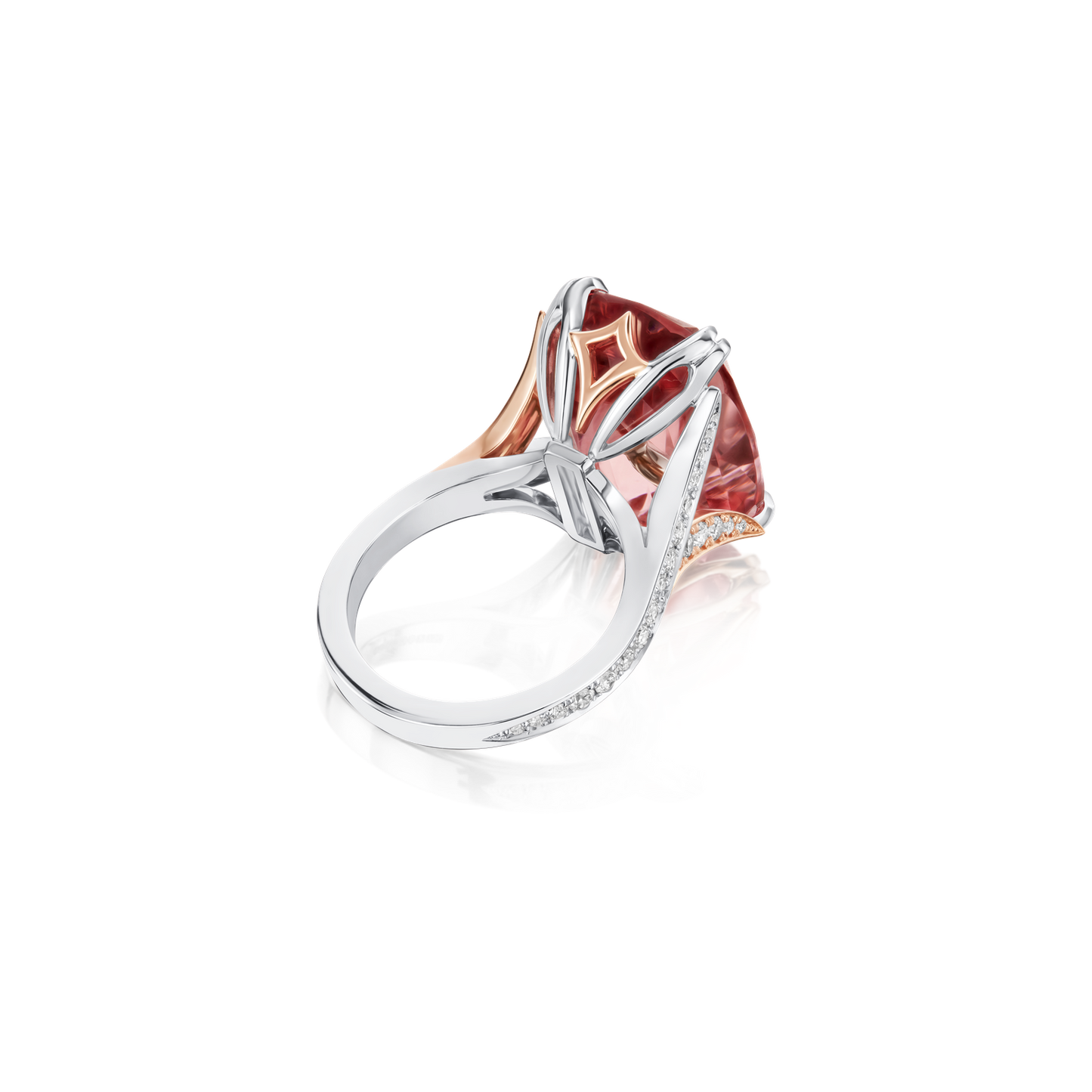 19.73cts Pink Tourmaline and Diamond-Set Shoulders Ring