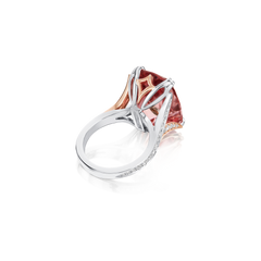 19.73cts Pink Tourmaline and Diamond-Set Shoulders Ring